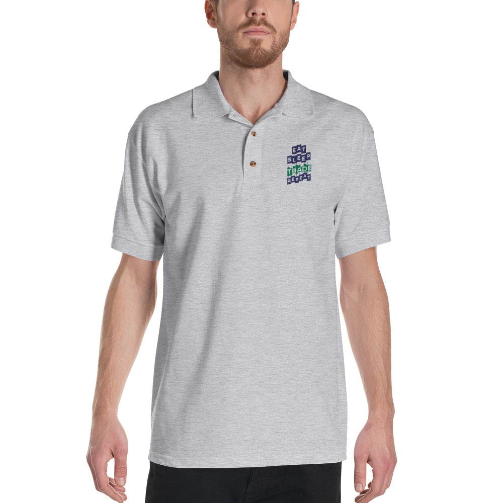 Embroidered Polo Shirt - Eat Sleep Trade Repeat