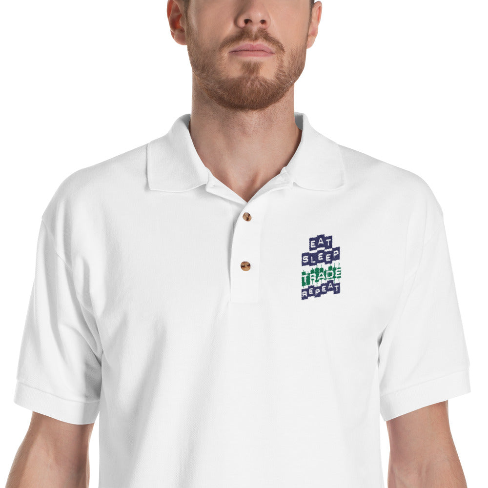 Embroidered Polo Shirt - Eat Sleep Trade Repeat