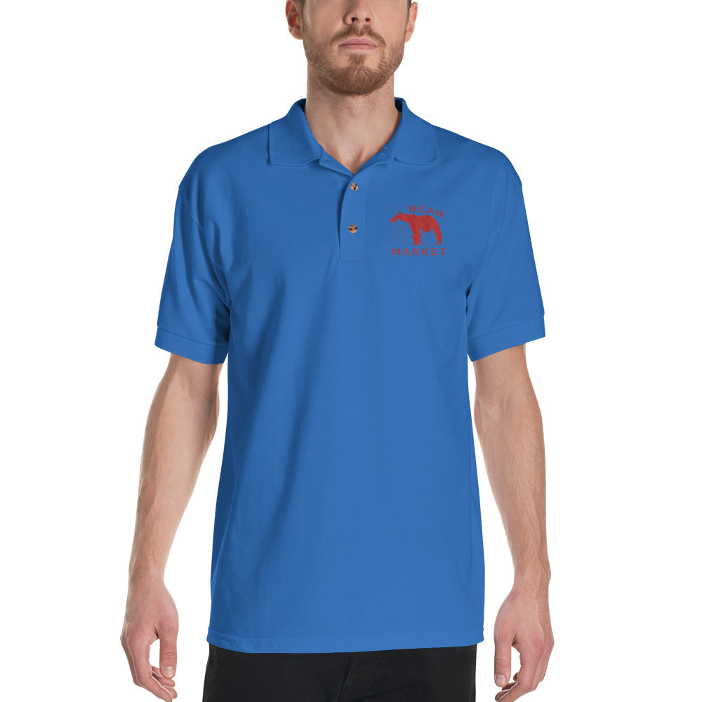 Embroidered Polo Shirt/ Bear Market
